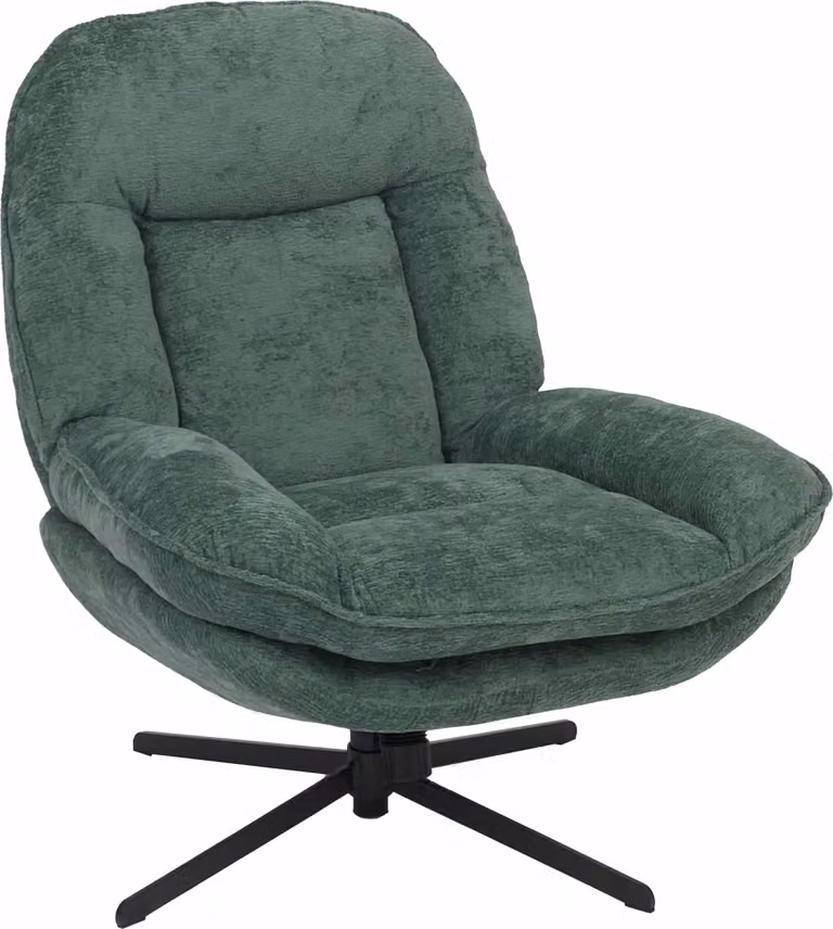 Leżanka MCW-P32, fotel TV, zawieszenie nosag, fotel tapicerowany, obrotowy metal tkanina/tkanina szenilowa (370 g/m²) ~ zielony