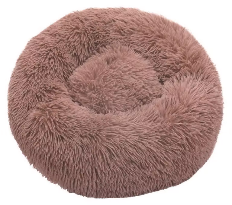 Łóżeczko dla psa, łóżeczko dla kota, miękkie, okrągłe, wykonane z pluszu, 60 cm, kolor khaki