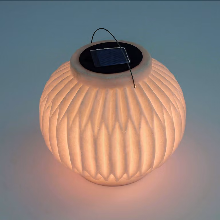 Lampion solarny na zewnątrz odporny na warunki atmosferyczne Ibiza | wygląd piaskowca | lampa solarna wisząca | dekoracja balkonu dekoracja patio | oświetlenie ogrodowe LED akcesoria kempingowe grill na zewnątrz | 2700K H=15cm 102670
