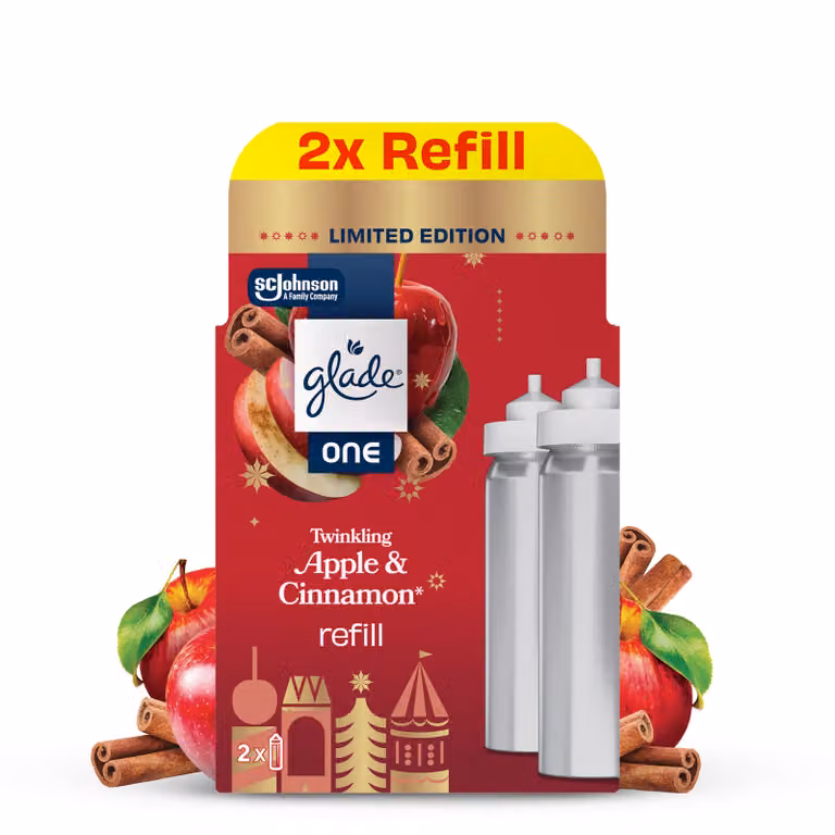 Świąteczny zimowy Glade® ONE - Twinkling Apple&Cinnamon - zapas do odświeżaczy powietrza 2x10 ml