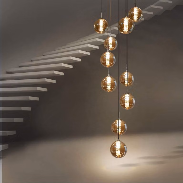 ZMH lampa wisząca stół jadalny 10 płomieni bursztynowa lampa wisząca regulowana wysokość żyrandol lampa wisząca szkło do salonu sypialnia kuchnia korytarz
