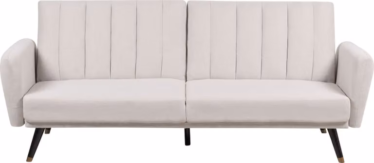 BELIANI Sofa rozkładana beżowa tapicerowana funkcja spania glamour duży pokój salon pokój gościnny łóżko kanapa wersalka tapczan