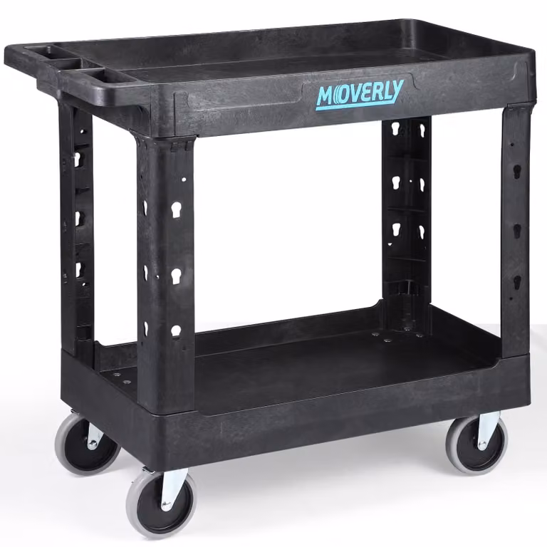 Wózek serwisowy do transportu ciężkich ładunków, 2 półki, udźwig 250 kg, wymiary 87,5 x 42,5 x 82,7 cm