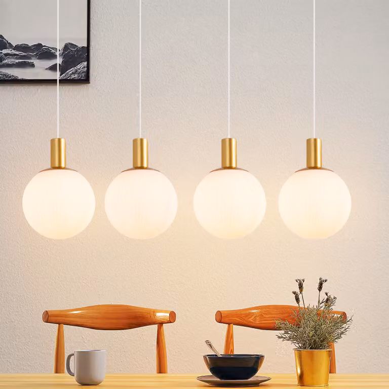 ZMH lampa wisząca do jadalni lampa wisząca szklana E27 lampa wisząca 4 płomienna lampa kuchenna wisząca regulowana wysokość złoty żyrandol do salonu jadalnia