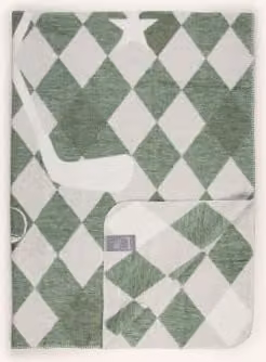 Miękki i dwustronny koc PAD Golf w kolorze zielonym z beżowym wykończeniem, 200 x 150 cm