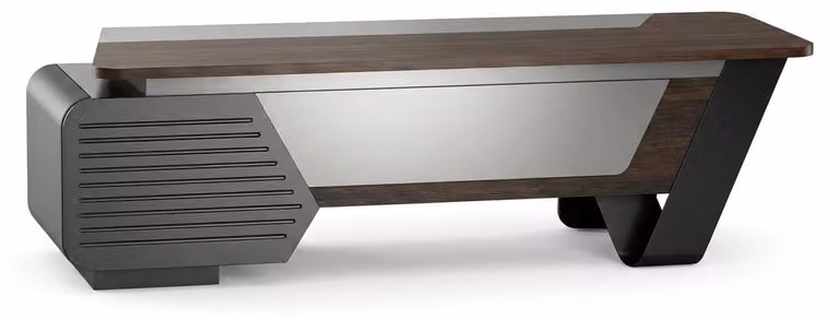 Biurko do biura, nowoczesny styl, kolor brązowy, wszechstronny design, minimalizm