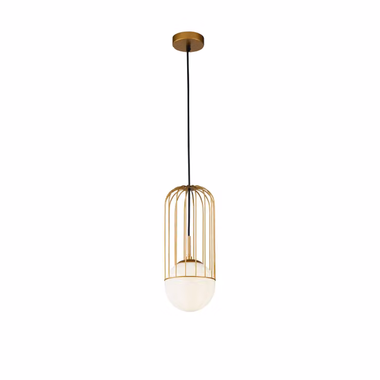 Lampa wisząca, metal, kolor złoty, gniazdo E27, wys. 170 cm