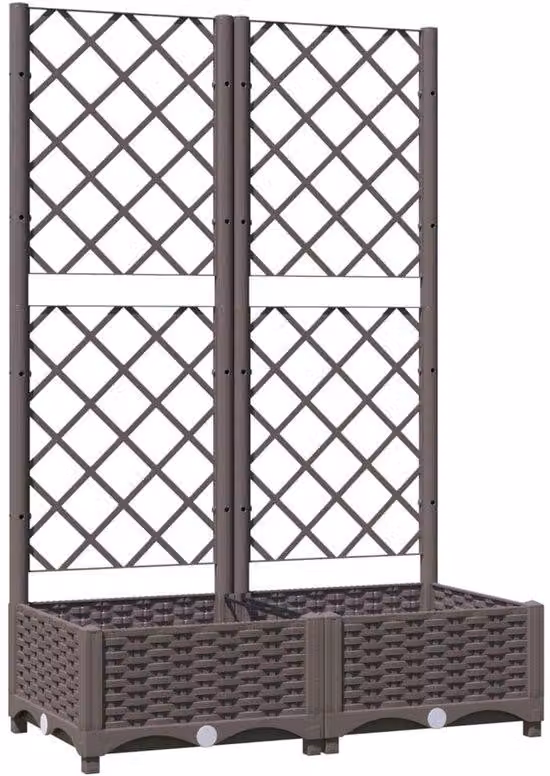Drewniana donica ogrodowa z osłoną Klimrek 80 x 40 x 121,5 cm, PP brązowy, na balkon i taras