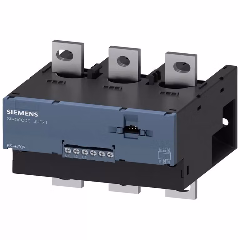 Moduł pomiarowy prądu i napięcia Siemens 63-630A, 690 V, szerokość zabudowy 145 mm, mocowanie na szynę 3UF71241BA010