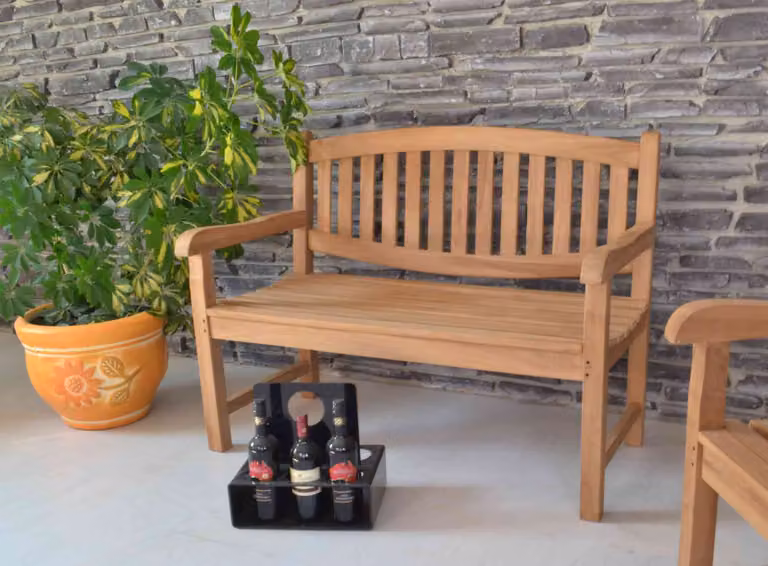 MiaMöbel ławka ogrodowa 120 cm meble ogrodowe na zewnątrz nowoczesne lite drewno tekowe miodowy