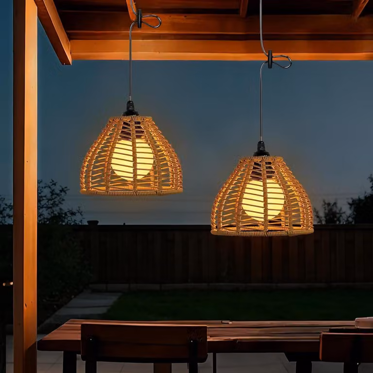 Lampa wisząca solarna - Oświetlenie zewnętrzne, lampy - Dekoracja ogrodu - Wodoodporna (IP65) - 2 sztuki - Brązowa