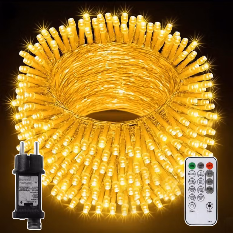 Światełka zewnętrzne, 20 metrów, z 200 diodami LED, barwa ciepła biel
