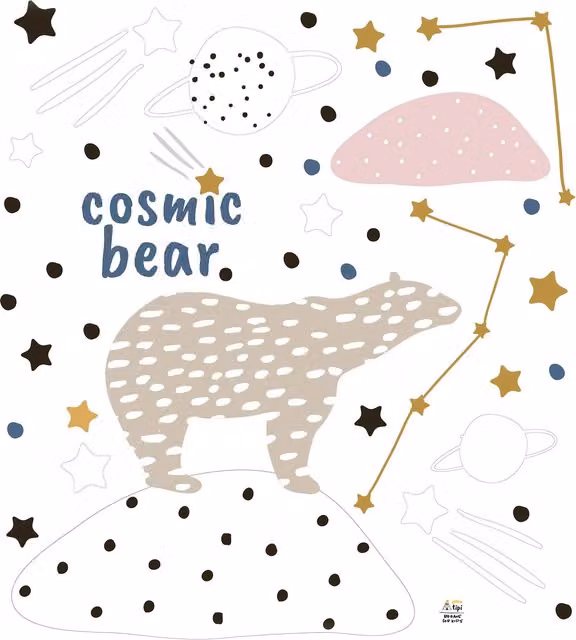 Zestaw wielokolorowych naklejek ściennych Cosmic Bear marki Yellowtipi o motywach zwierząt i natury