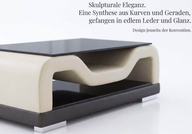 Beżowa narożna sofa, stół szklany w kształcie litery L, salon, luksusowa sofa tapicerowana