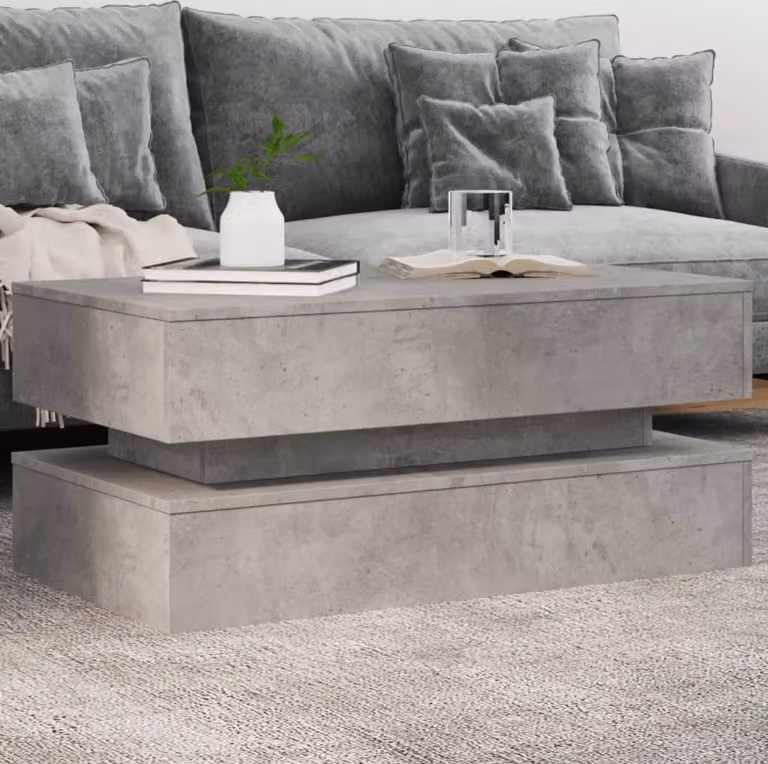 Maison Exclusive – stolik kawowy z oświetleniem LED, kolor szary betonowy, 90 x 50 x 40 cm