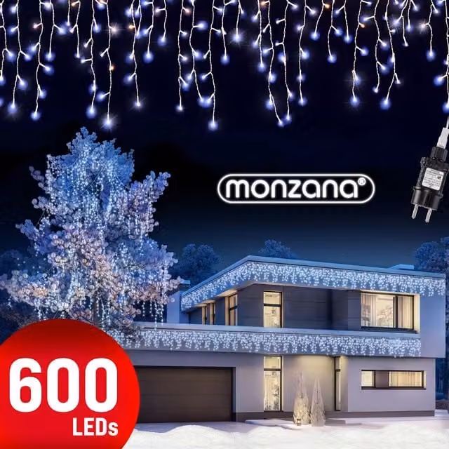 Łańcuch świetlny LED Monzana Lodowy Deszcz, kolor zimny biały, 20 m