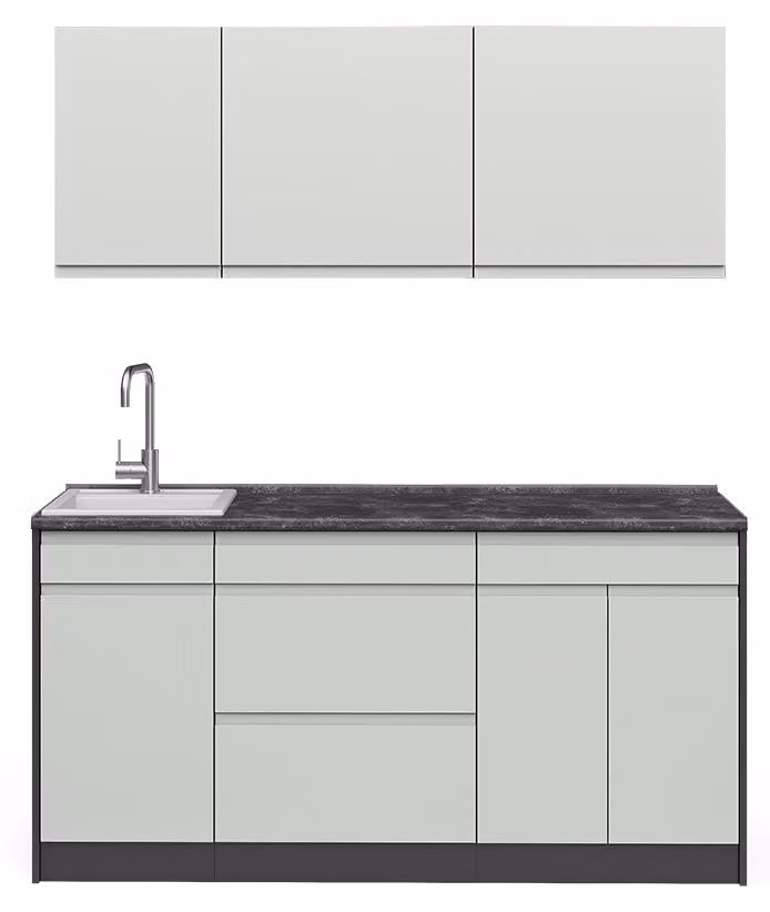 Pojedyncza kuchnia Vicco R-Line Pastelowa zieleń/Antracyt 160 cm blat roboczy Satyna, Model 70557