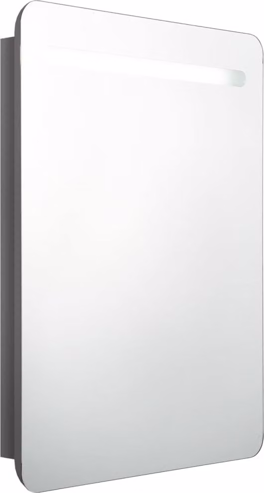 Szafka łazienkowa z lustrem, LED, szara z połyskiem 60x11x80 cm