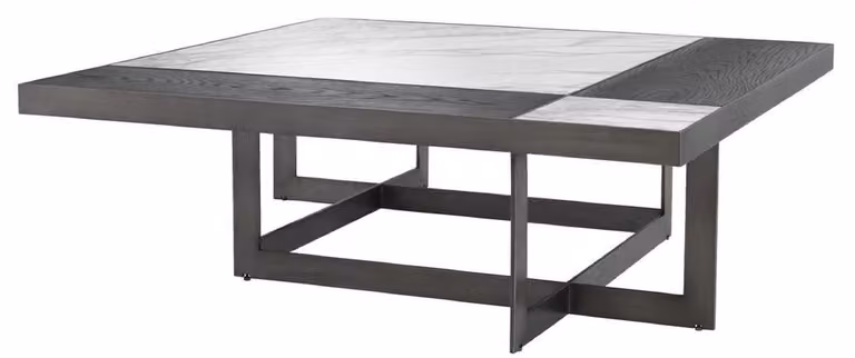 stolik kawowy Casa Padrino biały / fioletowy / mokka 110 x 110 x h. 35 cm - Stolik do salonu z marmurowym blatem i ramą ze stali nierdzewnej - Luksusowe meble