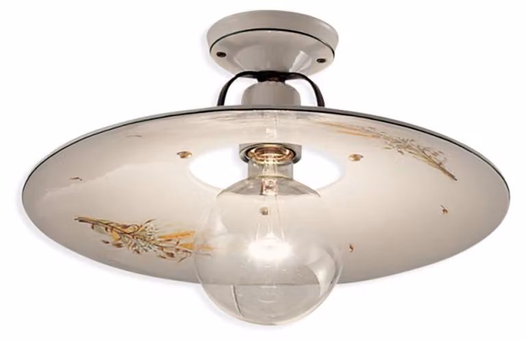 Klasyczna Lampa Sufitowa Bologna Metalowa I Ceramiczna Czarna Cieniowana Miedziana 40Cm 1 Światło E27