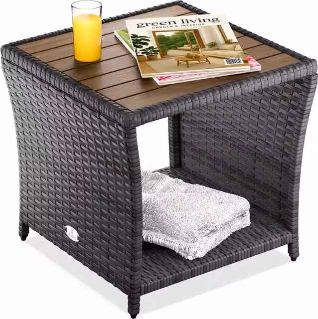 Stolik boczny Casaria polirattanowy szary W x S x G: 45 x 45 x 40 cm