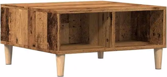 Stolik kawowy 60x60x30 cm - drewno obrabiane - kolor drewna przypominający stare drewno - nowoczesny wygląd - Luxento