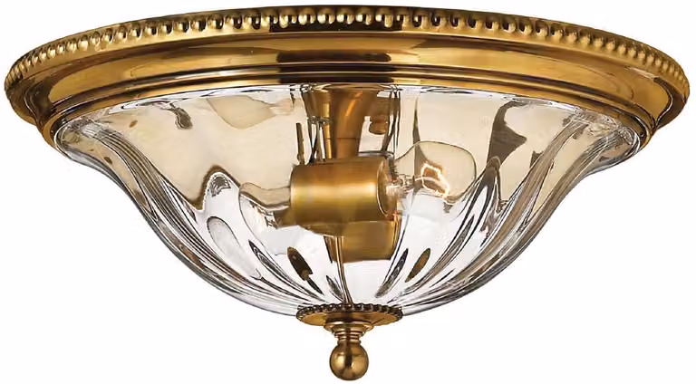 Casa Padrino lampa sufitowa w stylu barokowym kolor mosiądz Ø 41,3 x wys. 19,1 cm - Elegancka okrągła lampa sufitowa z litego mosiądzu i szklanym kloszem - meble w stylu barokowym