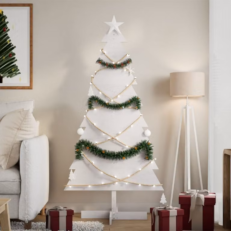Maison Exclusive – choinka do dekoracji, biała, 150 cm, lite drewno sosnowe