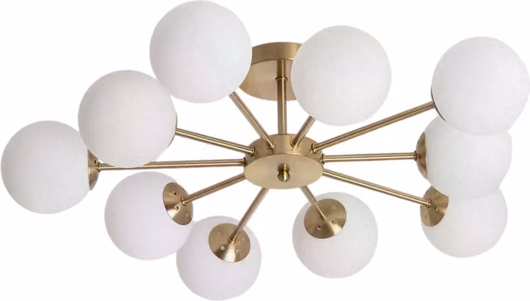 Lampa Sufitowa Wiszaca Złota Żyrandol Szklane kule Abruzzo Elegante 10x G9
