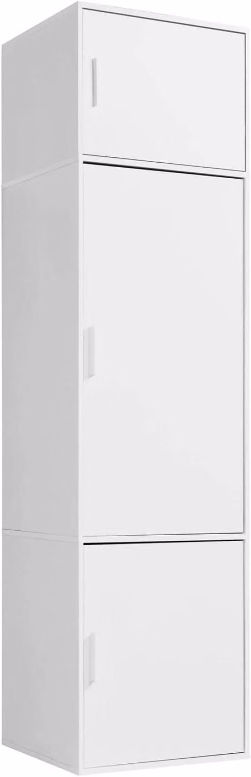 Szafa 234 cm wysokości w kolorze białym, dwudrzwiowa, z 2 przegródkami, model "Der Grenzenlose". Wysoka szafa do sypialni, szafa garderobiana, szafa z drzwiami uchylnymi lub szafka drewniana o wymiarach 60x234x58 (szerokość x wysokość x głębokość)