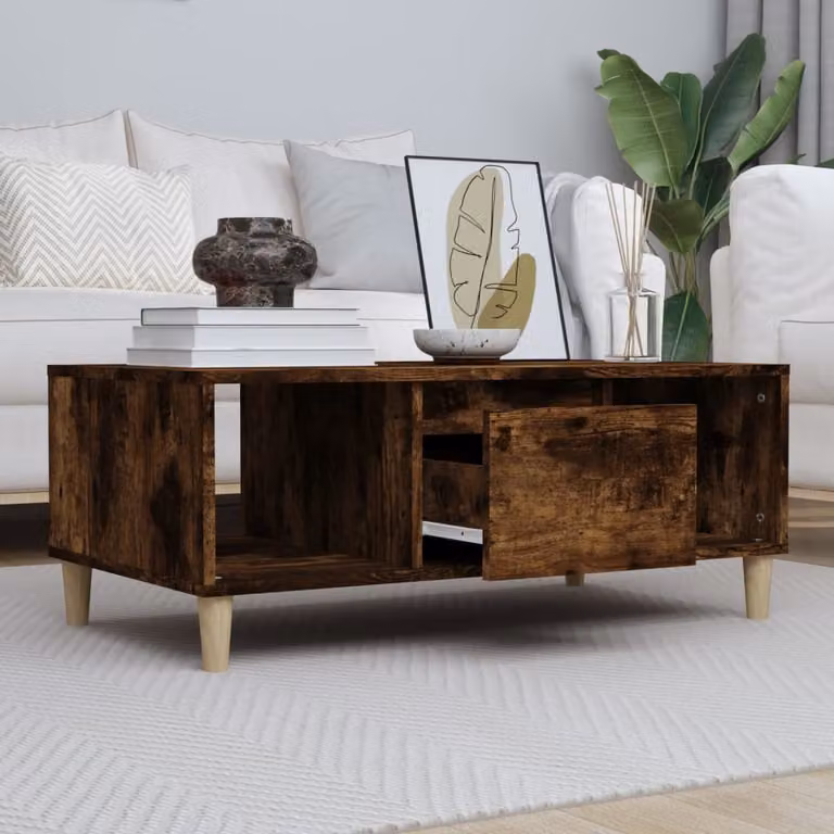 Maison Exclusive – stolik kawowy z dębu palonego 90 x 50 x 36,5 cm Materiał drewnopochodny