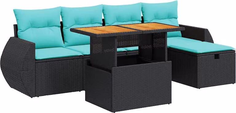 vidaXL 6-częściowa sofa ogrodowa z poduszkami brązowy rattan akacja