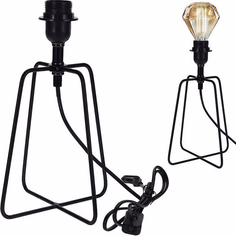 Czarna metalowa lampa na stolik nocny, komodę, stół, biurko.