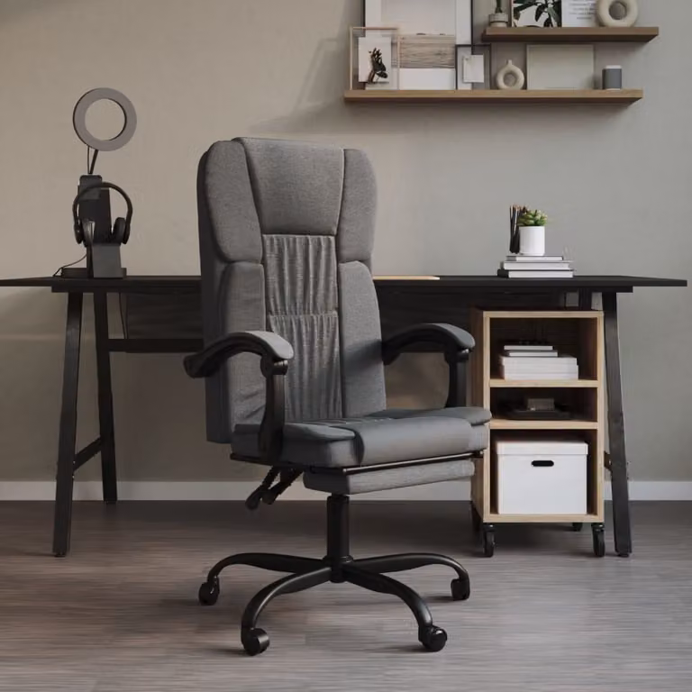 The Living Store Krzesło biurowe z funkcją odchylania ciemnoszary materiał