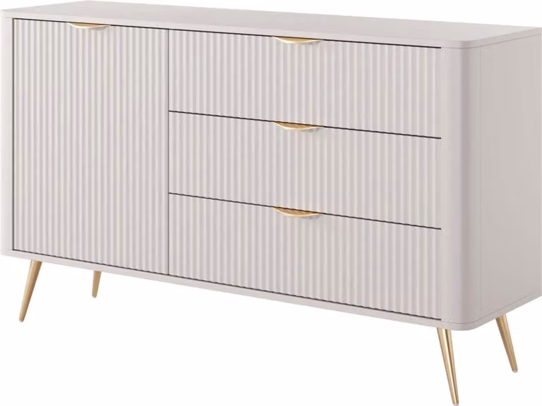 FURNLUX Kredens Lante Biały 138cm / Kolor główny: Beżowy / Wymiary: 138 x 81 x 38 cm