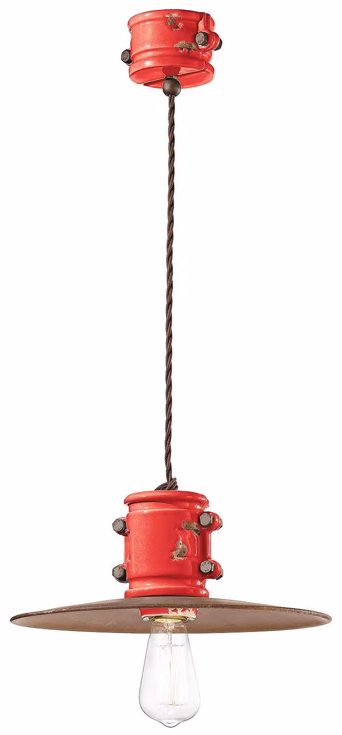 Ferroluce Urban ceramiczna lampa wisząca 40cm czerwona okrągła