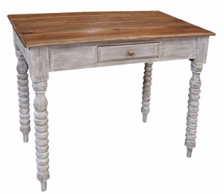 Casa Padrino biurko w stylu rustykalnym shabby chic z szufladą brąz / antyczna biel 90 x 56 x h. 75 cm - Meble biurowe w stylu rustykalnym