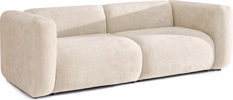 Sofa bianco 2 beżowy tkanina, podstawa czarny