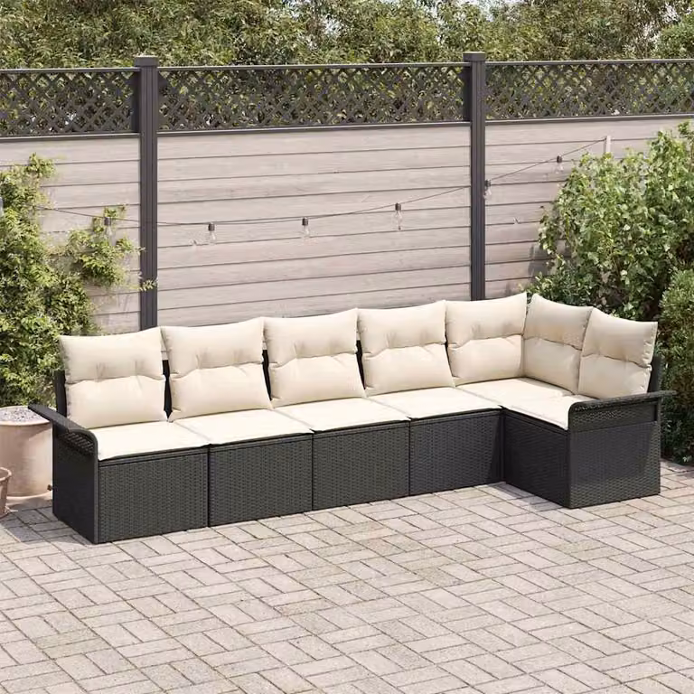 Maison Exclusive - Zestaw Sof na Ogród z poduszką 6 pcs Czarny Polirattan