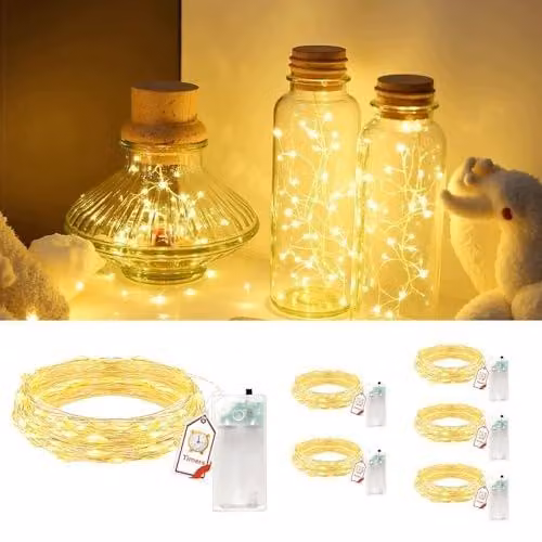Łańcuchy świetlne LED na baterie timer drut miedziany 6 szt dekoracja