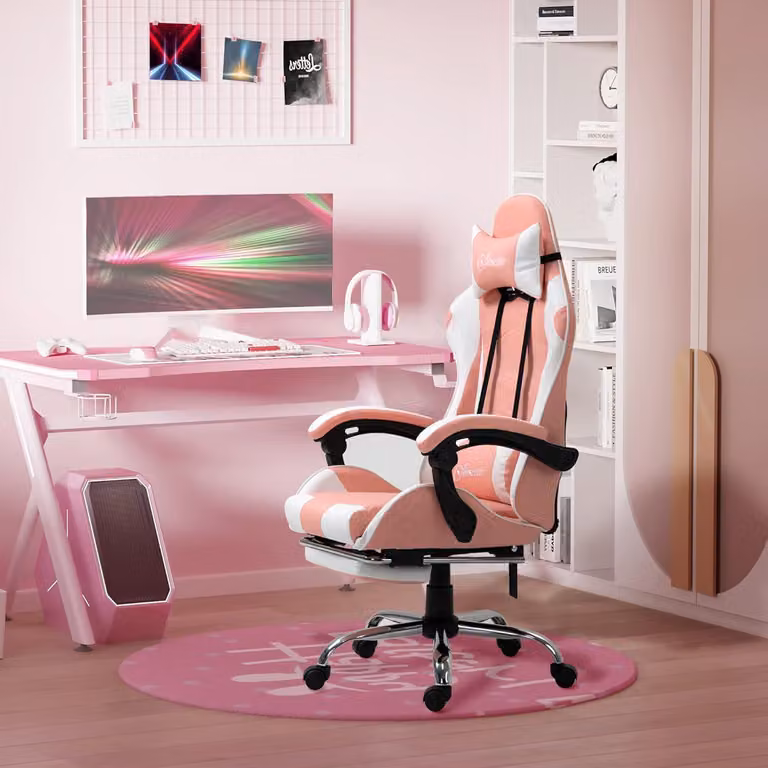 Ergonomiczne krzesło do gier - krzesło biurowe - fotel do pokoju gier - krzesło do komputera - fotel workowy - podpora lędźwiowa z funkcją masażu