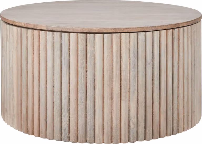 BELIANI Stolik kawowy jasnobrązowy mango ⌀ 70 cm ze schowkiem nowoczesny klasyczny design do salonu