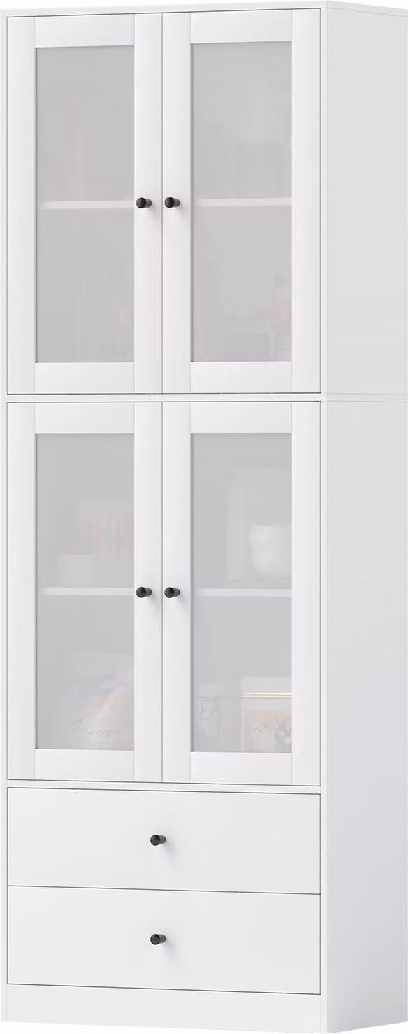 Szafka kuchenna, wysoka szafka z szufladą, regulowane półki, bufet kuchenny z 2 przegródkami do salonu, jadalni, 59 x 30 x 170 cm, biały