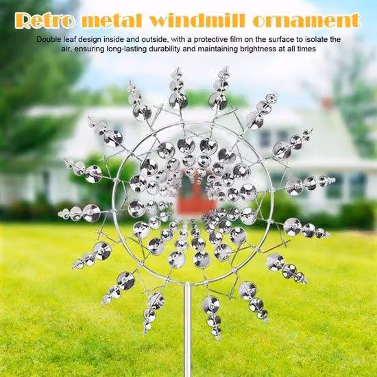 Windspinner 3D z podwójnymi wirnikami - Metal - Unikalna dekoracja ogrodowa - Tworzy zachwycające efekty