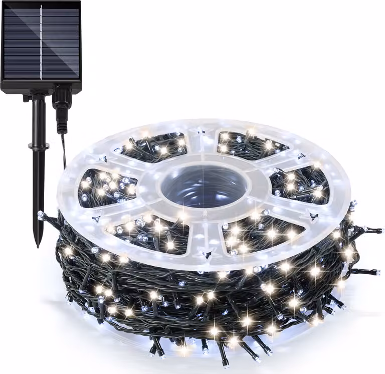 Świateł LED solarnych, 100 metrów, 1000 diod LED, z 8 trybami, do dekoracji wnętrz, ogrodu, imprez i świąt Bożego Narodzenia, oświetlenie zewnętrzne, dekoracja, światło białe