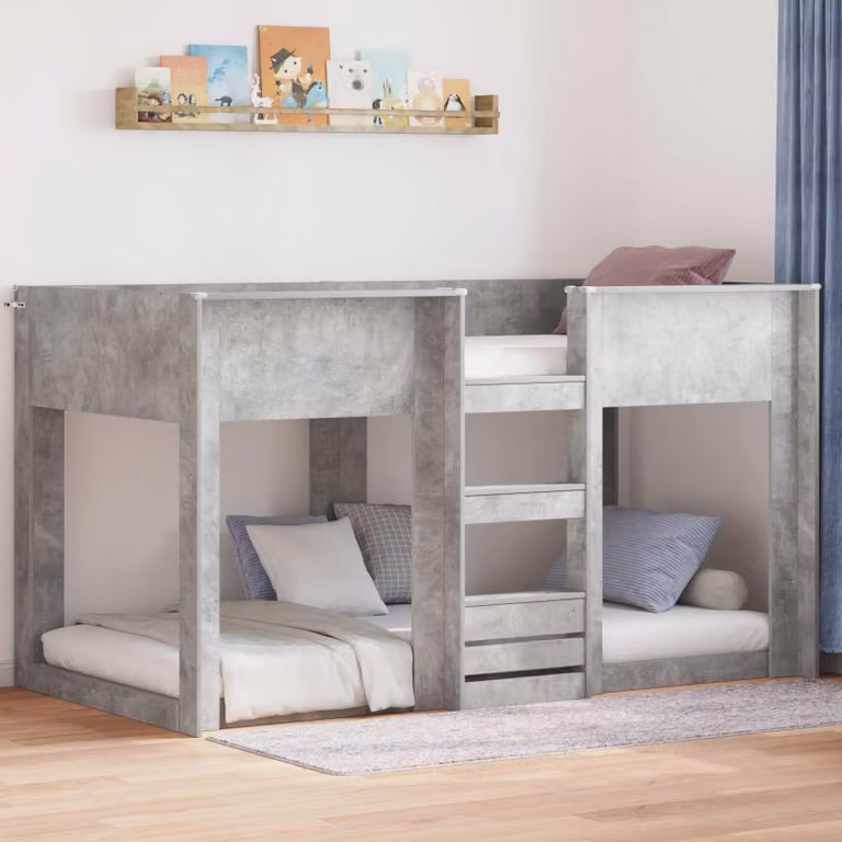 Maison Exclusive – łóżko piętrowe dla dzieci, betonowo-szare, 90 x 200 cm, materiał drewnopochodny