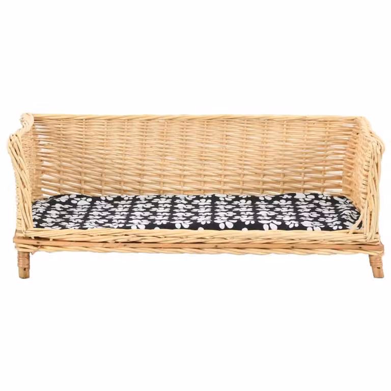 vidaXL Kosz dla psa z poduszką 90x54x35 cm naturalny wiklinowy