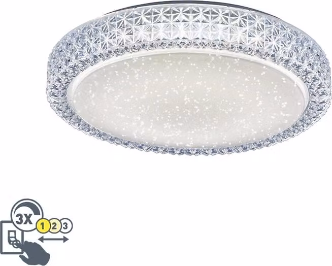 Lampa sufitowa LED, gwiaździste niebo CCT, D x H 40 x 11 cm