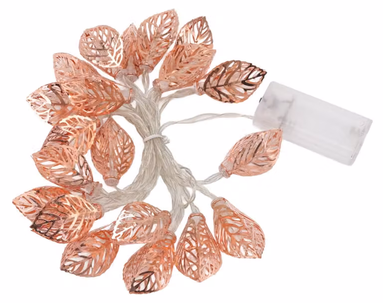 Girlanda świetlna z 20 diodami LED w kształcie kwiatów róży, zasilana bateriami, światło ciepłej bieli, waga 130g