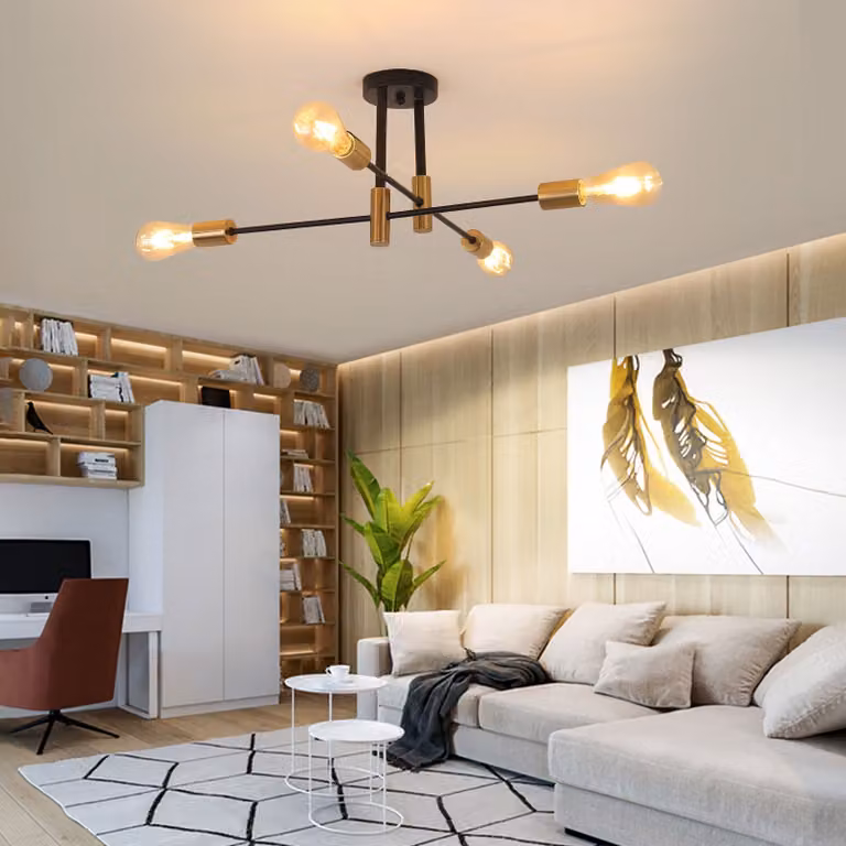 Żyrandol Vintage Nowoczesny Średniowieczny E26 Półprzeźroczysta lampa sufitowa Regulowana lampa wisząca (4 światła)